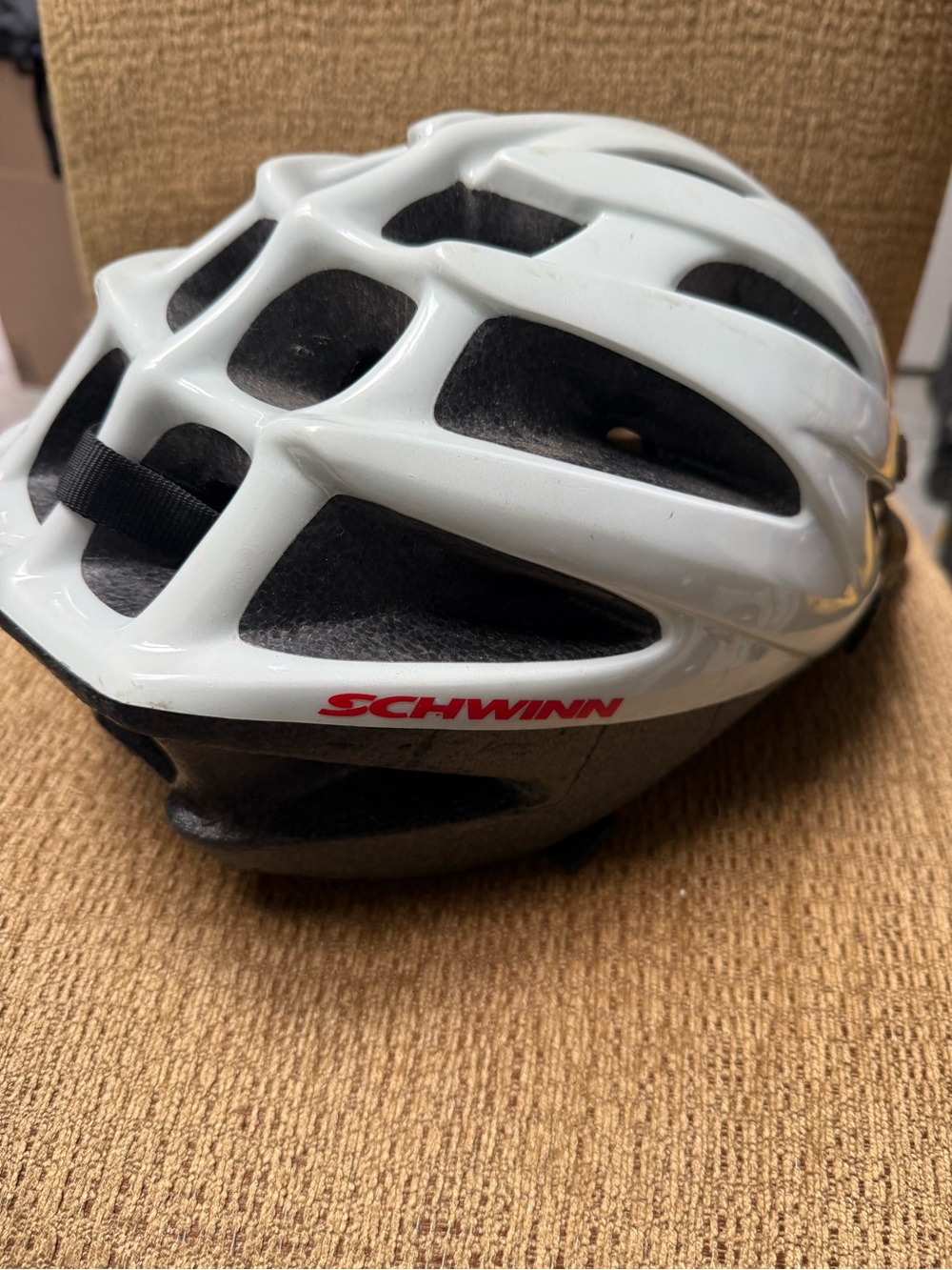 Schwinn White and Black Vented Cycling Helmet with Red Logo
